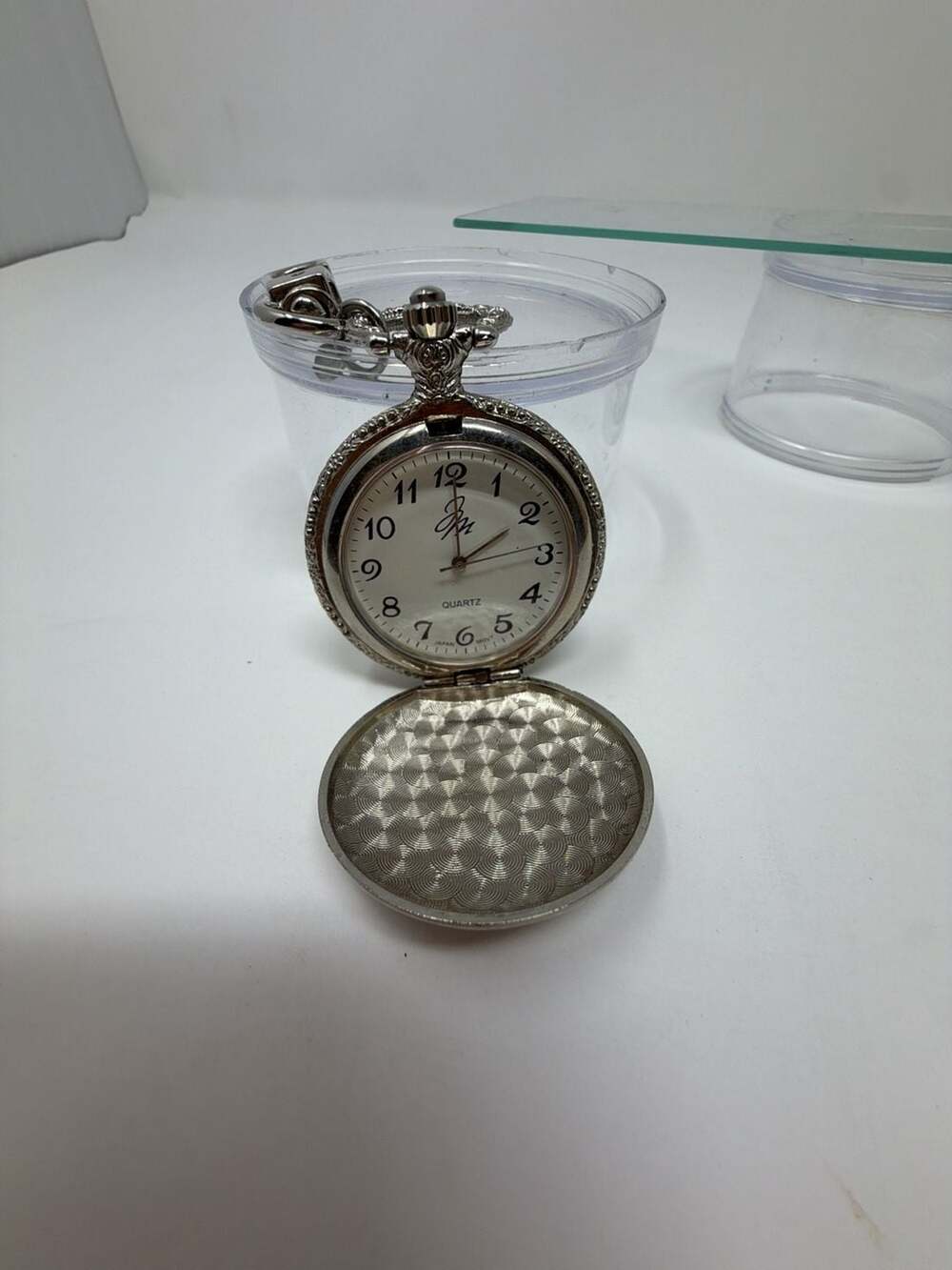 Joy Mangano JM Silver Tone Quartz Pocket Watch with Purse Clip